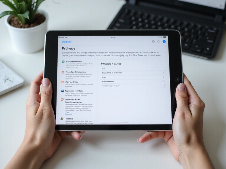 A person reviewing privacy settings on a tablet, symbolizing data protection and user control.